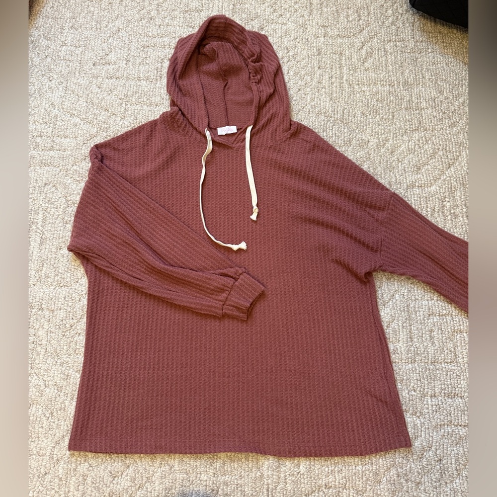 Pink Lily oversized waffle knit hoodie